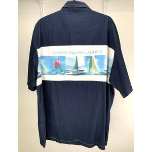 CHAPS by Ralph Lauren Vintage Short Sleeve Button-Up Shirt Sailing Blue Size XL